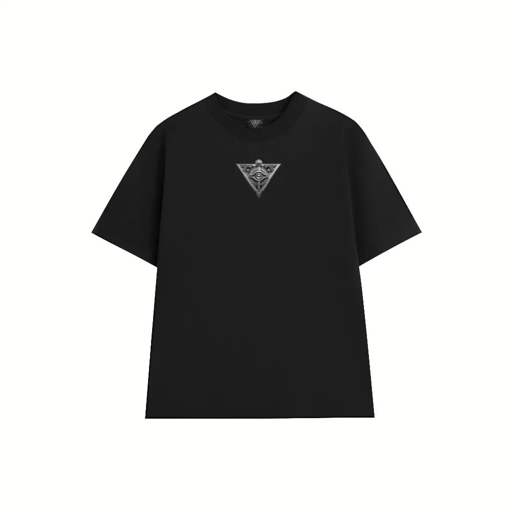 Premium black T-shirt mockup with design